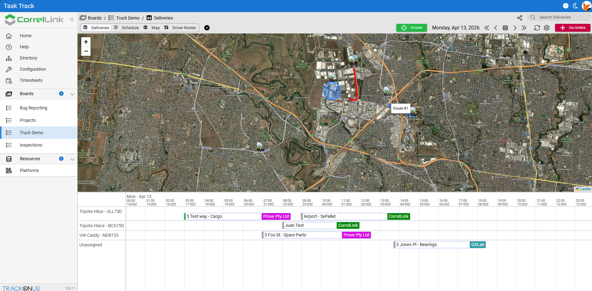 TrackOnUs enterprise resource planner dashboard showing jobs, resources and scheduling in one connected view